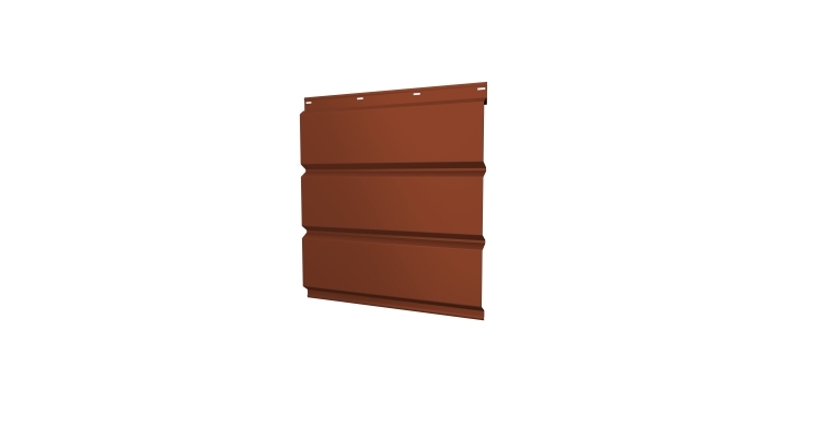 Софит металлический без перфорации 0,5 Satin с пленкой RAL 8004 терракота