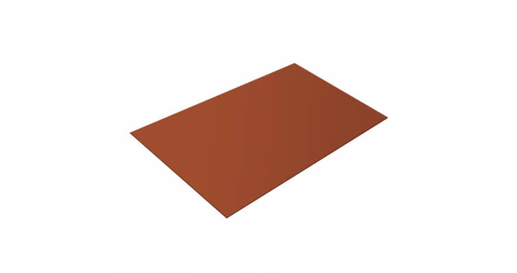 Плоский лист 0,5 GreenCoat Pural с пленкой RR 750 кирпично-красный (RAL 8004 терракота)