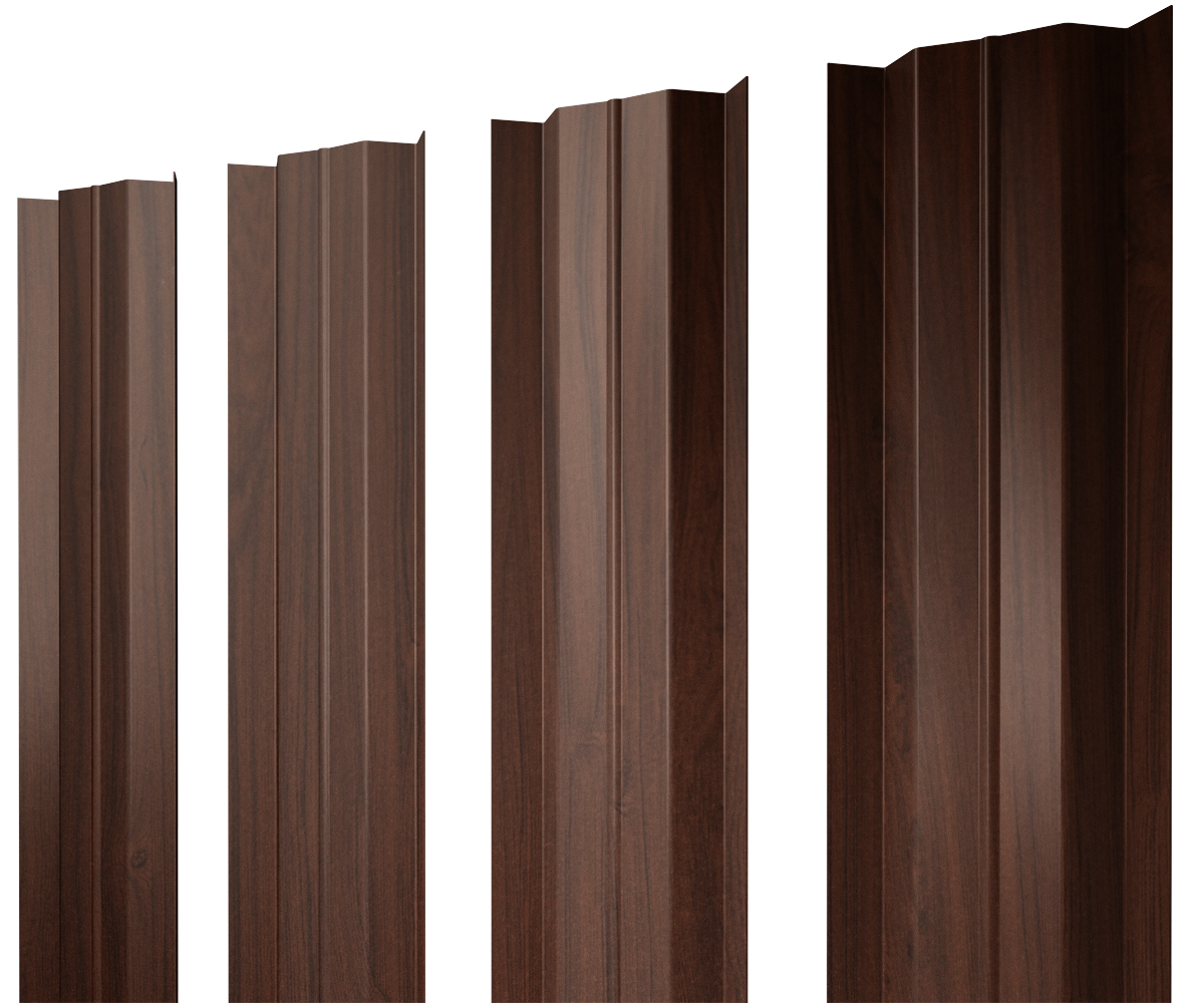 Штакетник М-образный В с прямым резом 0.45 Print Elite Choco Wood TwinColor