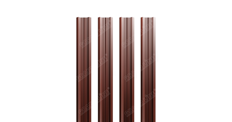 Штакетник М-образный A с прямым резом 0.5 Satin RAL 8004 терракота