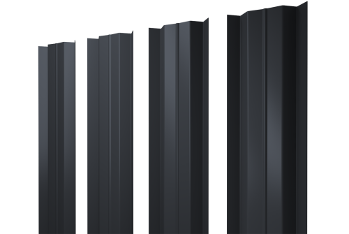 Штакетник М-образный В с прямым резом 0.4 PE RAL 7024 мокрый асфальт