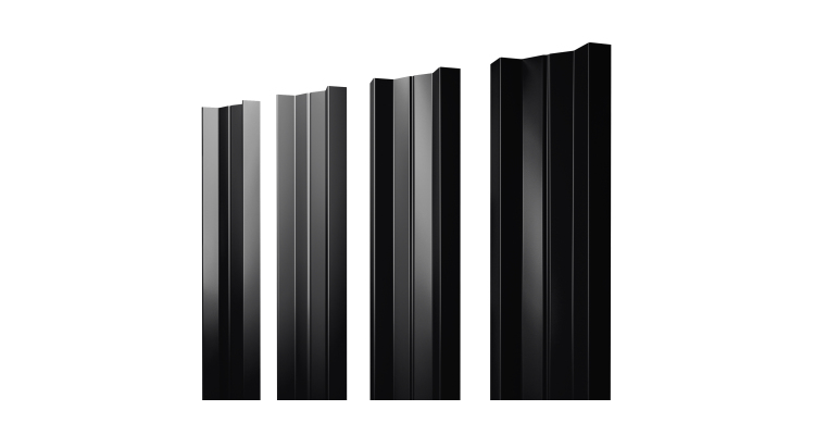 Штакетник М-образный A с прямым резом 0.45 PE RAL 9005 черный