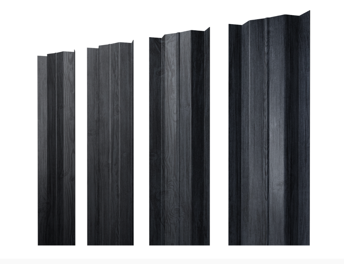 Штакетник М-образный В с прямым резом 0.45 Print Premium Grey Wood TwinColor